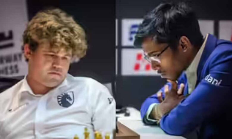 प्रज्ञानंद ने नॉर्वे चेस 2026 में फिर हराया मैग्नस कार्लसन, एक ही टूर्नामेंट में दूसरी जीत से रचा इतिहास प्रज्ञानंद-ने-नॉर्वे-चेस-2026-में-फिर-हराया-मैग्नस-कार्लसन,-एक-ही-टूर्नामेंट-में-दूसरी-जीत-से-रचा-इतिहास